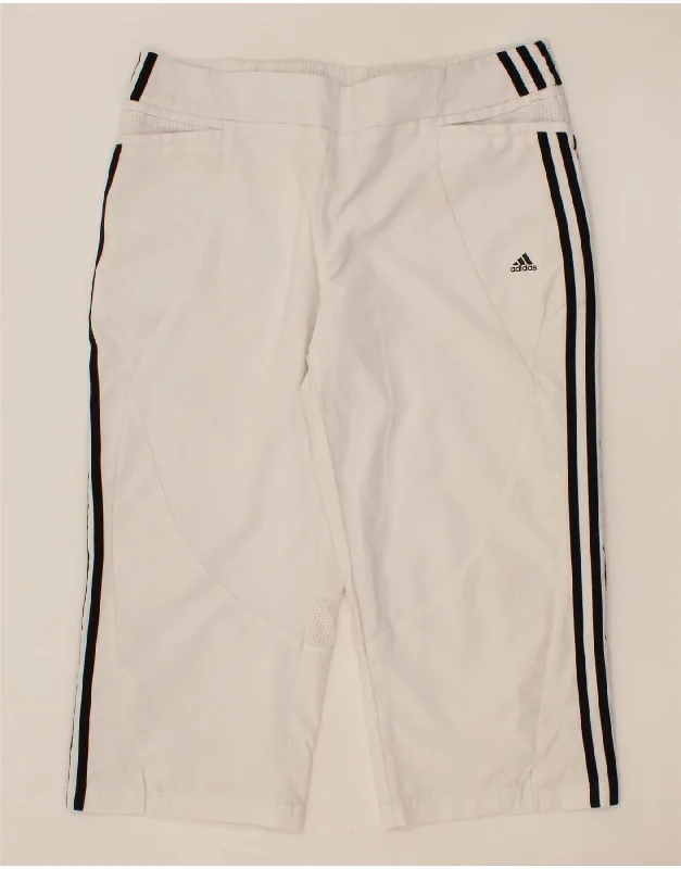 ADIDAS Womens Capri Tracksuit Trousers UK 16 Large White Polyester Trousers New Arrival