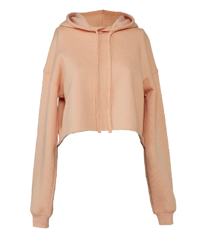 Peach - Women's cropped fleece hoodie Hoodie with Metallic Shiny Futuristic