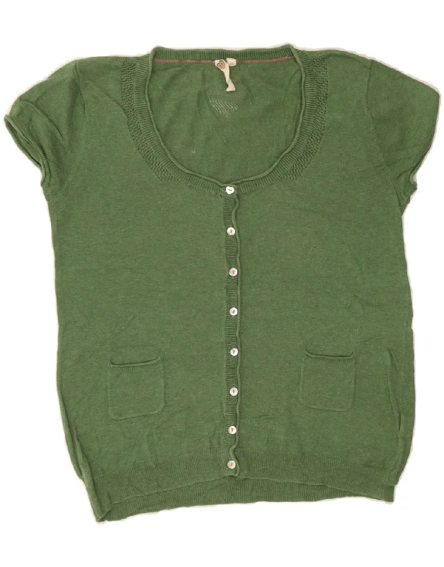 WHITE STUFF Womens Crop Short Sleeve Cardigan Sweater UK 10 Small  Green Machine Wash Dry Clean Hand Wash