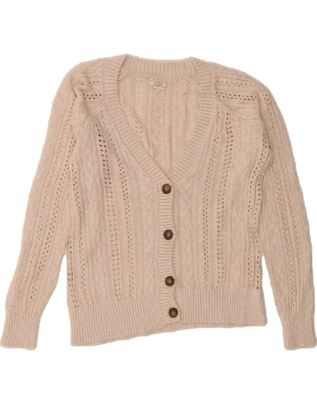 FAT FACE Womens Cardigan Sweater UK 10 Small Off White Solid Print Embellished