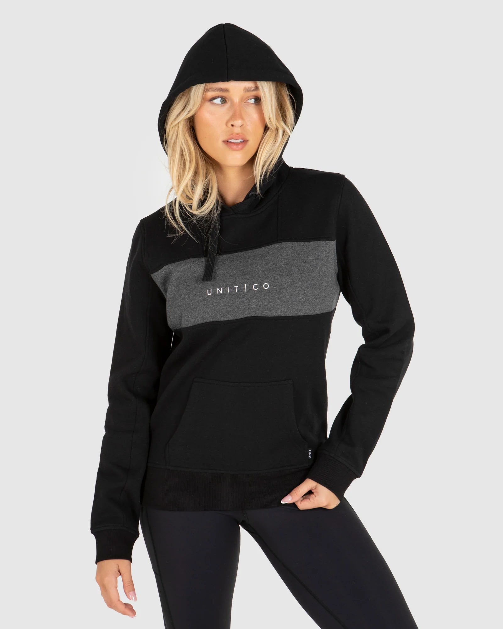 Unit - Ladies Black Morton Hoodie Hoodie with Hem Patch Decorative Personalized