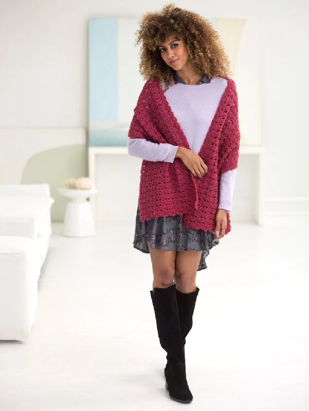 Simple Shells Shawl (Crochet) Fashionable Shawl with Fringe