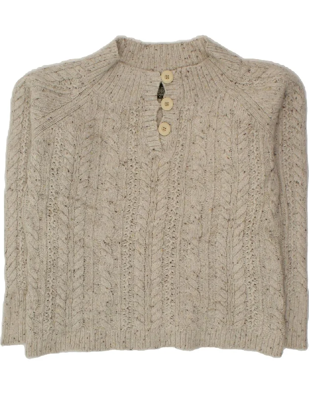 EDDIE BAUER Womens Button Neck Jumper Sweater UK 18 XL Off White Wool Cashmere Blend Cotton Blend Poly Blend