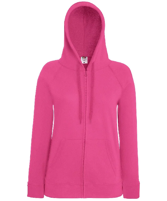 Fuchsia - Women's lightweight hooded sweatshirt jacket Hoodie with Back Slit Movement Comfort