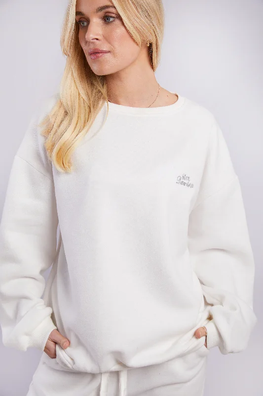 Personalised Bridal Sweatshirt - White Hoodie with Embroidery Detailed Premium