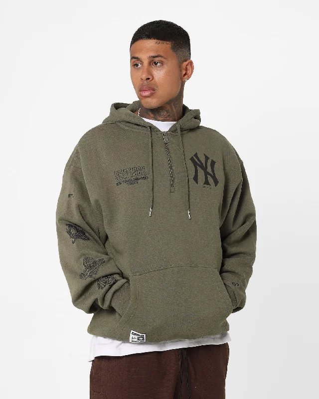 New Era New York Yankees 1/4 Zip Hoodie Green Hoodie with Magnetic Closure Innovative Modern