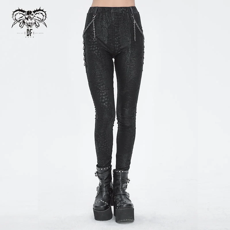 PT239 Punk Irregular Semi-perspective Knit Women's Trousers Trousers Satin Smooth