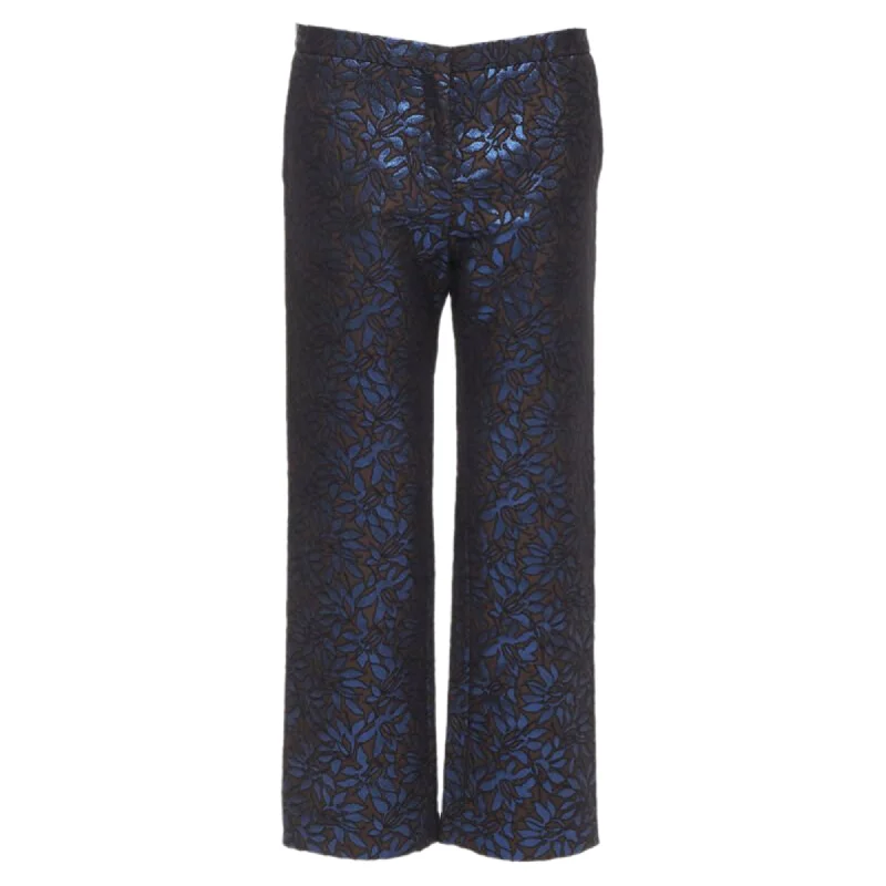 Marni metallic floral jacquard wide leg trousers pants Trousers Party Sparkling