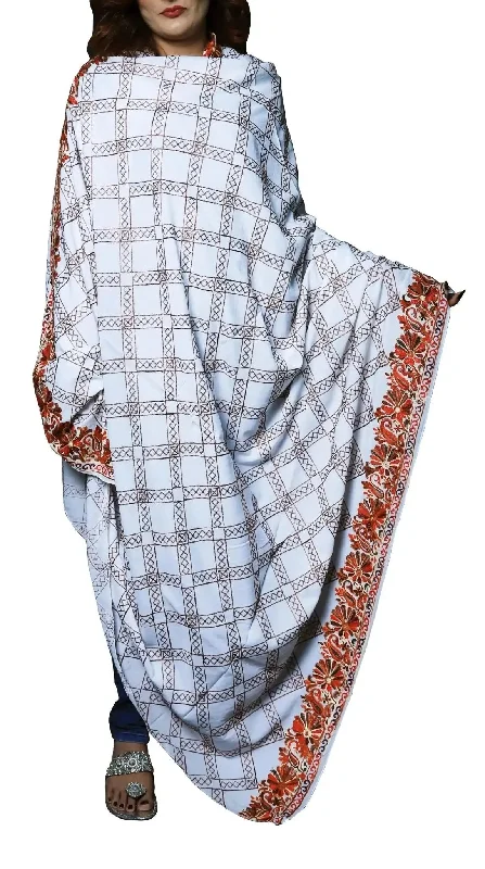 IshDeena Women's Warm Shawls Wraps Embroidered Pashmina Kashmiri Style Large 2.5m x 1.25 m Fashionable Embroidered Shawl