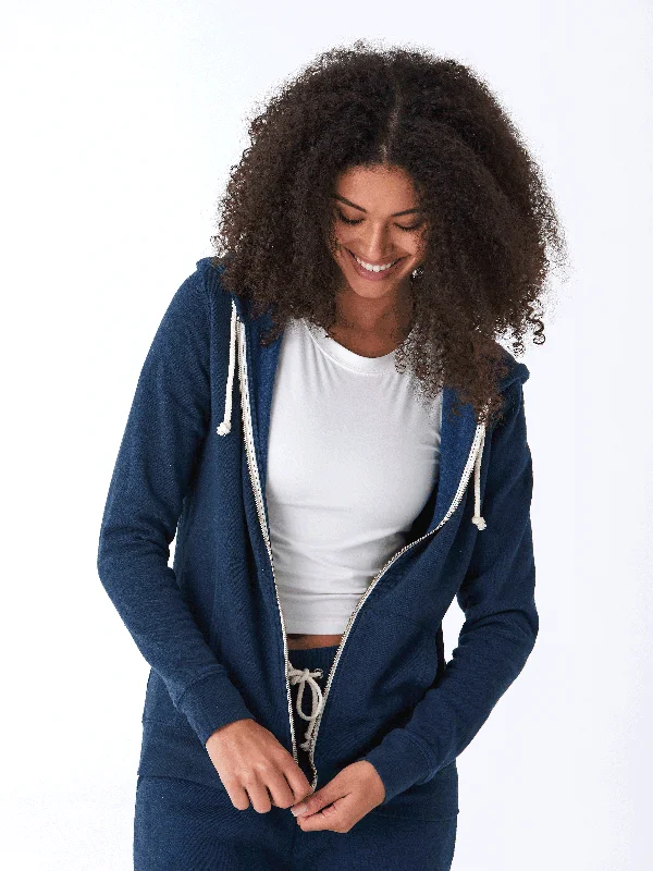 Triblend Zip Hoodie Hoodie with Frayed Bohemian Relaxed