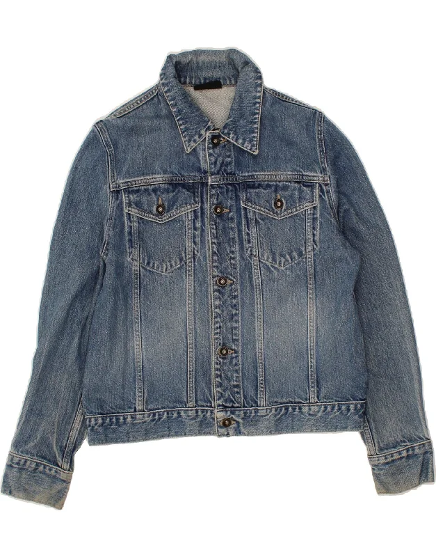 DKNY Womens Denim Jacket UK 16 Large Blue Cotton Zippered Front Buttoned Front Snap Front