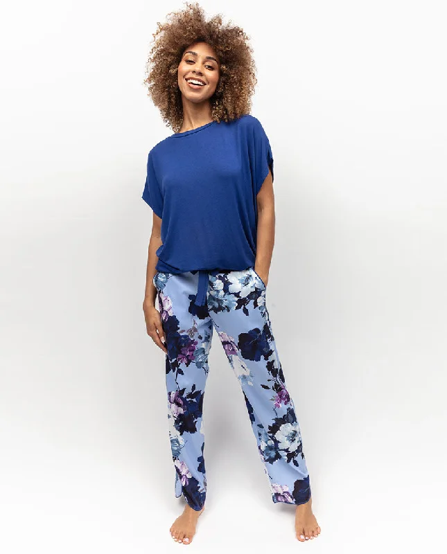 Madeline Slouch Jersey Top and Floral Print Pyjama Set Round Neck Jersey Tee