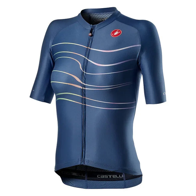 Castelli Aero Pro Women's Jersey - Agate Blue Ash Gray Jersey Tee