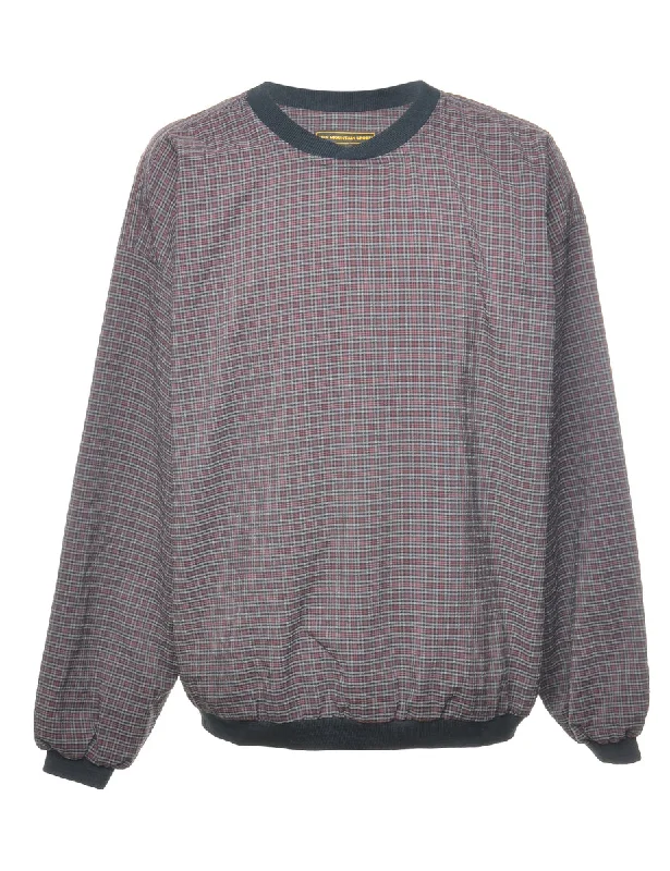 Checked Blue & Red Nylon Jersey - L Fashion Jersey Blouse