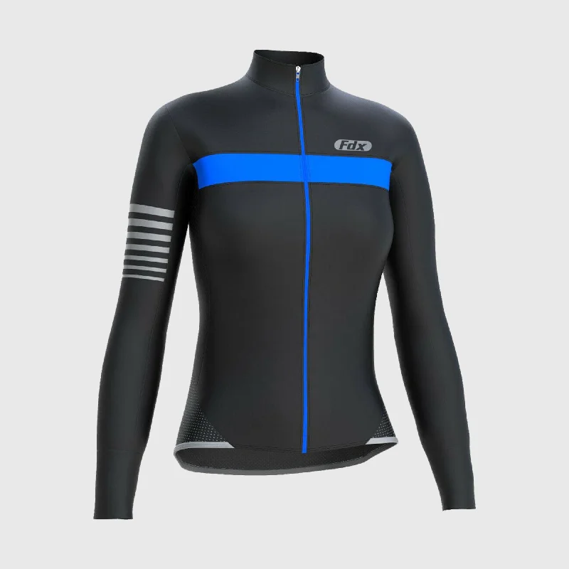 Fdx All Day Women's & Girl's Blue Thermal Roubaix Long Sleeve Cycling Jersey Glamorous Jersey Tee