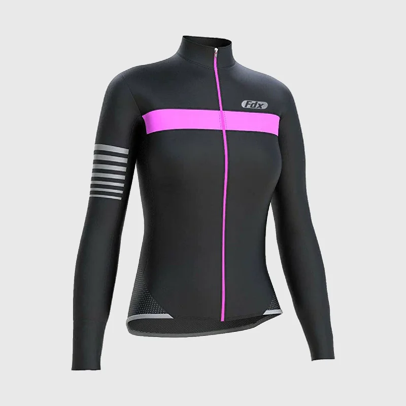 Fdx All Day Women's & Girl's Pink Thermal Roubaix Long Sleeve Cycling Jersey Bronze Jersey Tee