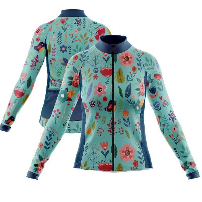 Blooming Garden | Women's Long Sleeve Cycling Jersey Long Sleeve Jersey Tee