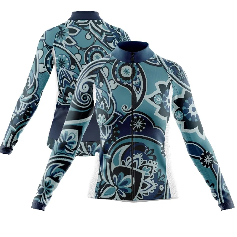 NEW! Blue Oasis | Women's Long Sleeve Cycling Jersey One Shoulder Jersey Shirt