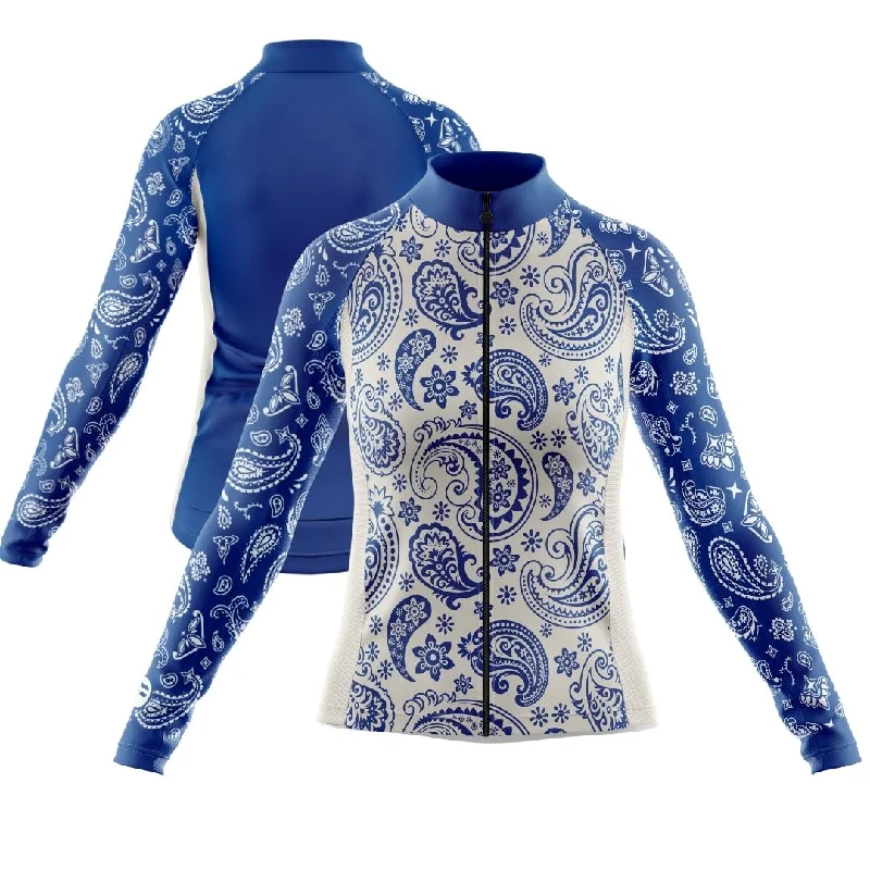 NEW! Blue Serenity | Women's Long Sleeve Cycling Jersey Asymmetrical Jersey Blouse