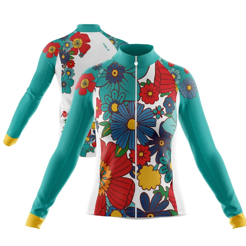 Colorful Flowers | Women's Long Sleeve Cycling Jersey Polka Dot Jersey Shirt