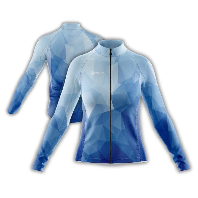 Ocean Blue | Women's Long Sleeve Cycling Jersey Textured Jersey Blouse