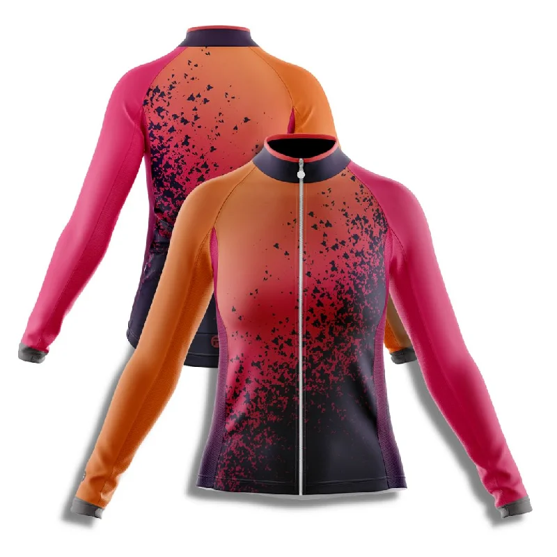 Orange Volcano | Women's Long Sleeve Cycling Jersey Soft Jersey Shirt