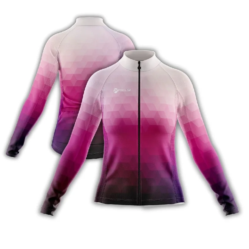 Pink Elegance | Women's Long Sleeve Cycling Jersey Pastel Jersey Tee