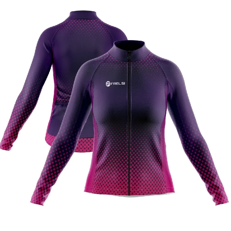 NEW! Purple Dot Ride | Women's Long Sleeve Cycling Jersey Off Shoulder Jersey Top