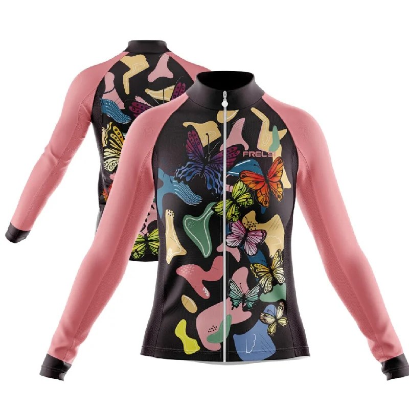 Riding With Butterflies | Women's Long Sleeve Cycling Jersey Floral Jersey Blouse