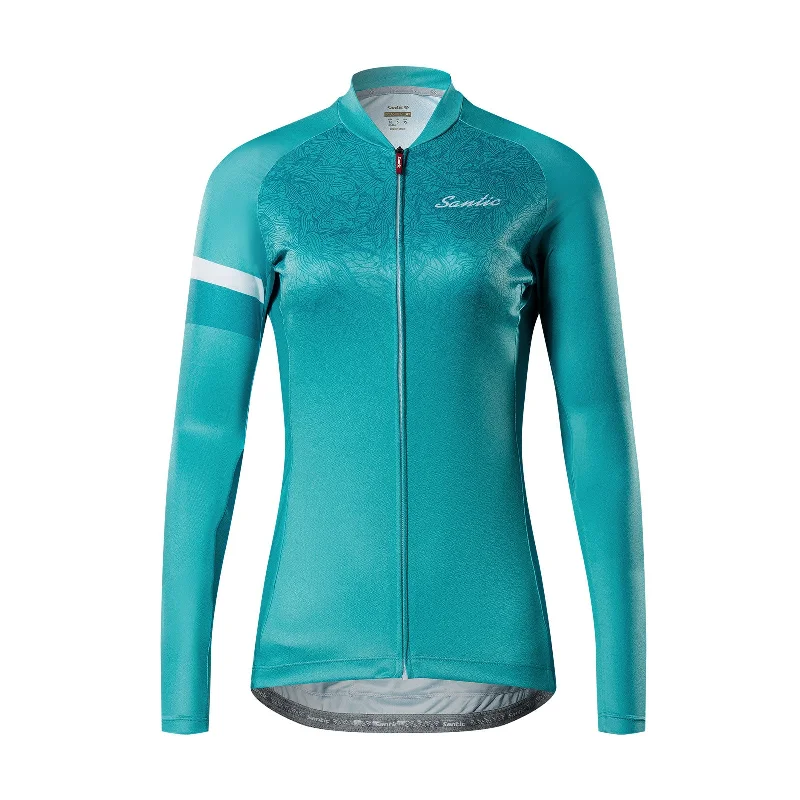 Santic Afra Blue Women Jersey Long Sleeve Business Jersey Tee