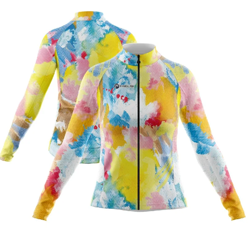 Watercolor Pedal Splash  | Women's Long Sleeve Cycling Jersey Sustainable Jersey Tee