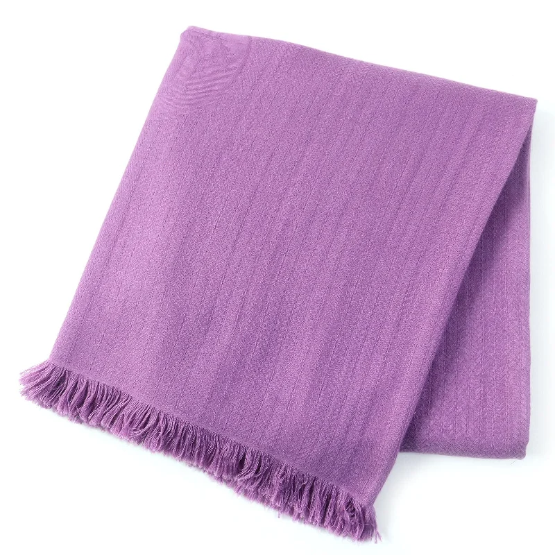 Hermes Cashmere Silk Large Shawl Purple Trendy Long Knit Shawl