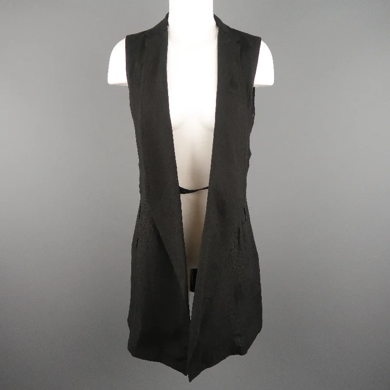 Y's by YOHJI YAMAMOTO Size S Black Linen Shawl Collar Vest Fashionable Wool Blend Shawl