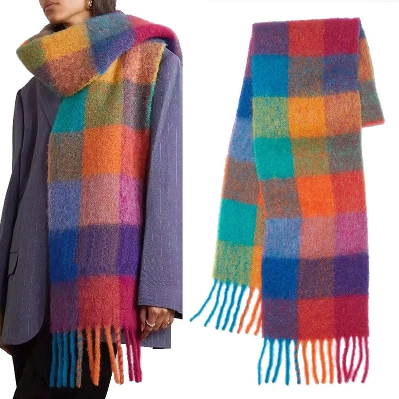 2023 New Men Women Cashmere Scarf Thicked Warm Blanket Colorful Plaid Long Tassels Soft Shawls Neck Wraps Scarves Cozy Plaid Shawl Scarf