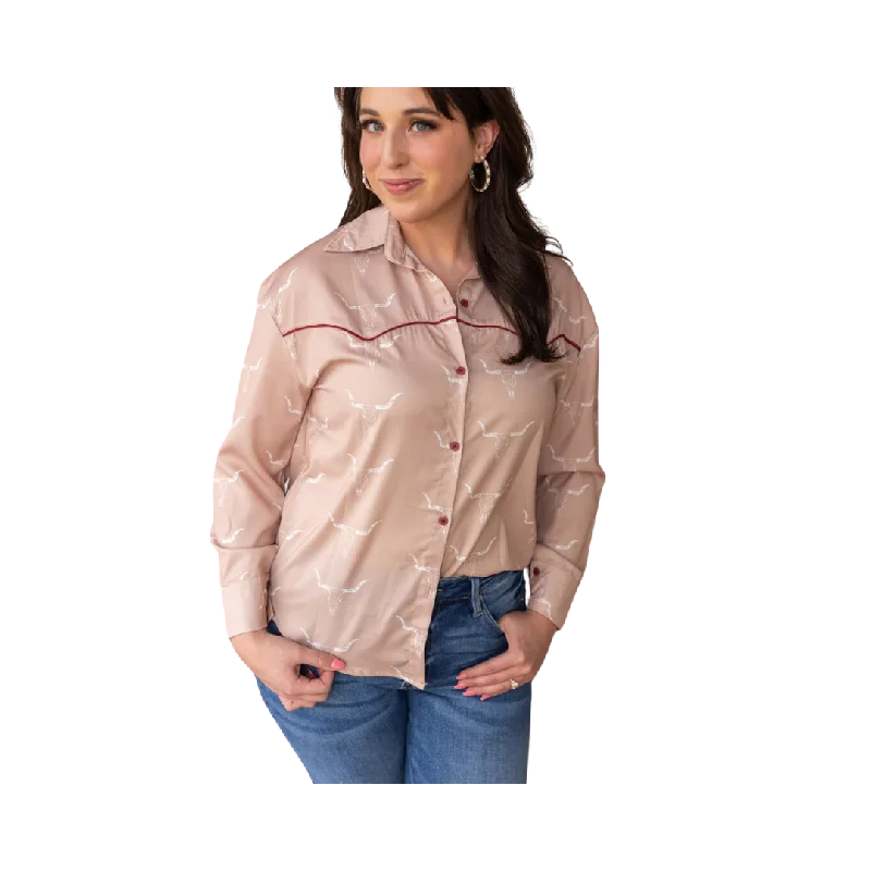 Southern Grace Women's Honky Tonk Attitude Button Up Shirt Spandex Blend Rayon Blend Denim Blend