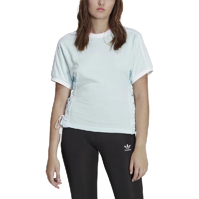 Adidas Originals Laced Women's T-Shirt Almost Blue Lace Blend Ribbed Blend Corduroy Blend