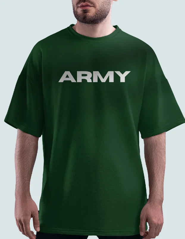Army Oversized T-shirt for Men Front Pockets Side Pockets Patch Pockets