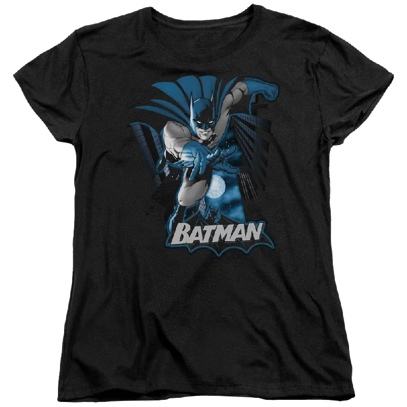 Justice League Batman Blue & Gray Women's T-Shirt Hooded Caped Shawl Collar