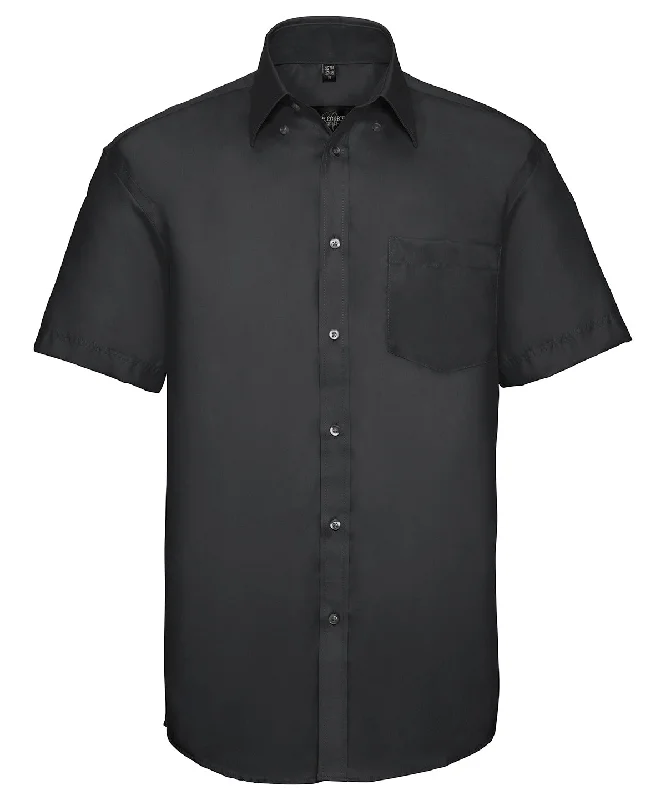 Black - Short sleeve ultimate non-iron shirt Ribbed T-Shirt High Neck Heavyweight