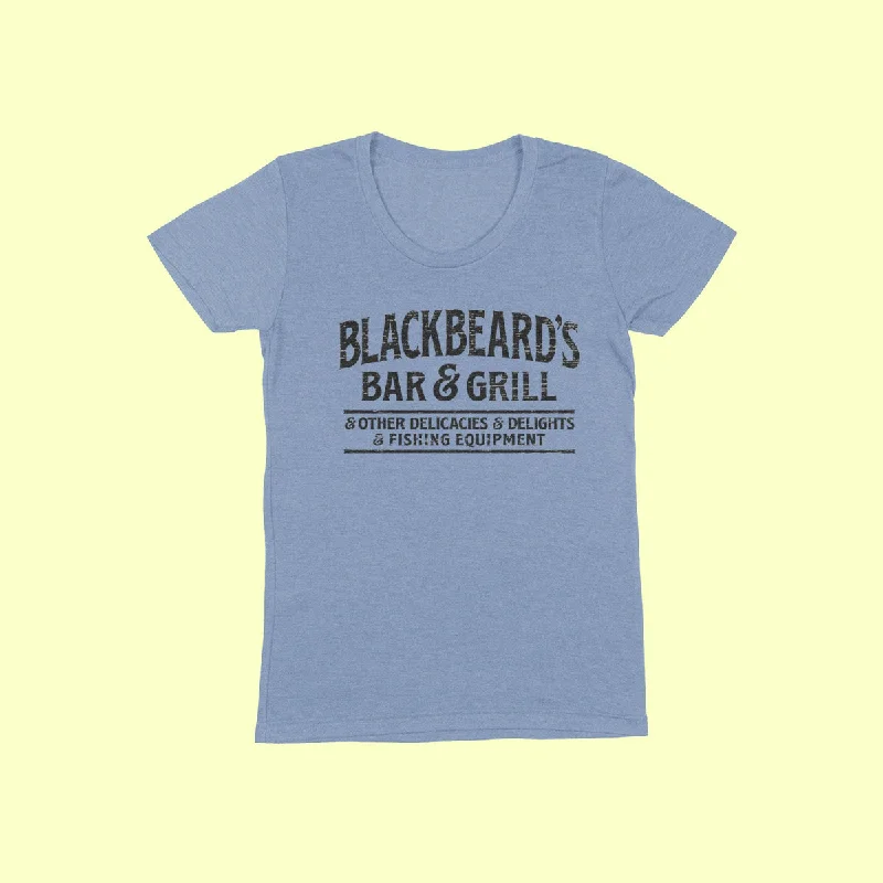 BLACKBEARD'S BAR & GRILL Women/Junior Fitted T-Shirt Satin Blend Silk Blend Wool Blend