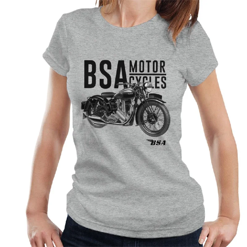 BSA Motorcycles Golden Flash Women's T-Shirt Spandex Blend Rayon Blend Denim Blend