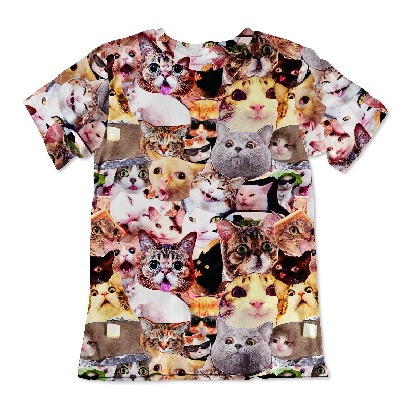 Cats Meme Face Unisex Tee Zippered Front Buttoned Front Snap Front