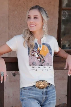 Cinch Women's Bronc Rider T-Shirt Iron Safe Non-Iron Wrinkle Free
