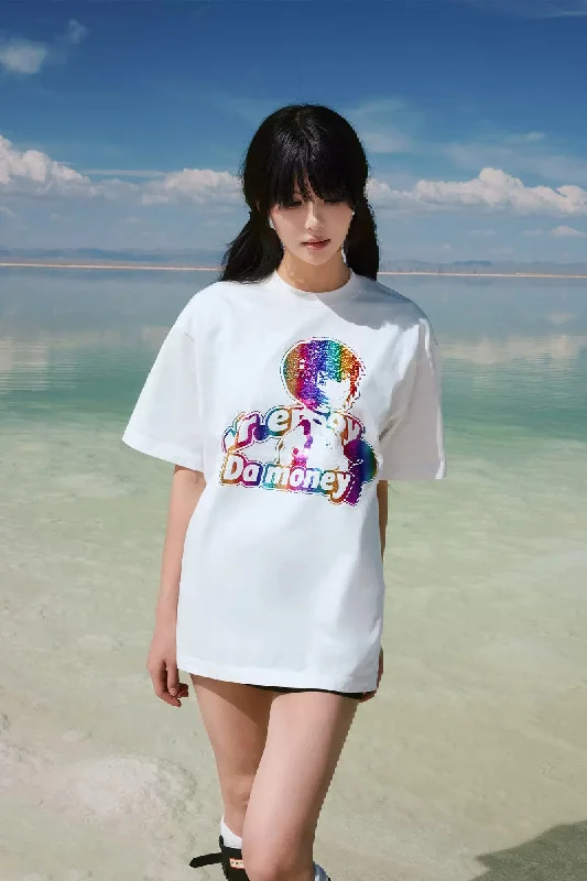 Colorful Series Tee Collared T-Shirt Boat Neck A-Line