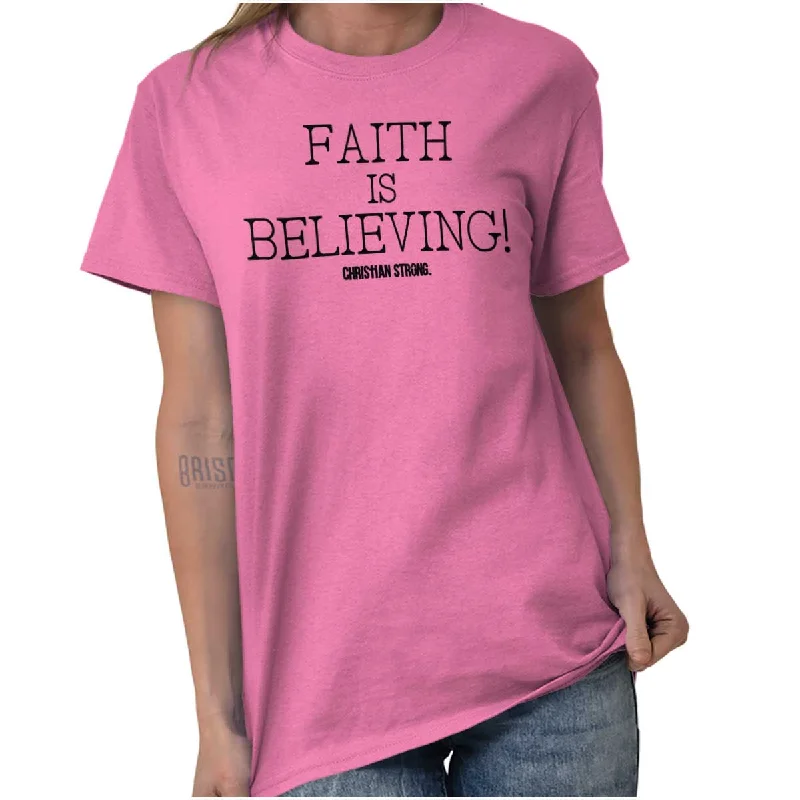 Faith is Believing T Shirt Mesh Canvas Denim