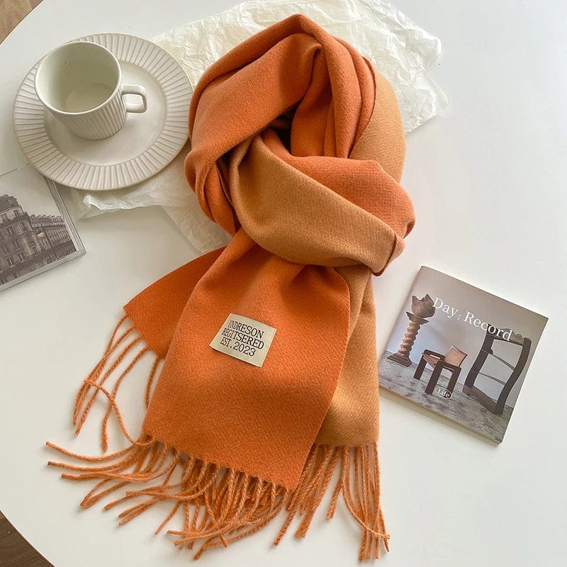 Fashion Solid Cashmere Warm Scarf New Design Pashmina Winter Double Side Diffrent Color Shawl Wraps Bufanda with Tassel Blanket Elegant Knit Shawl Cape