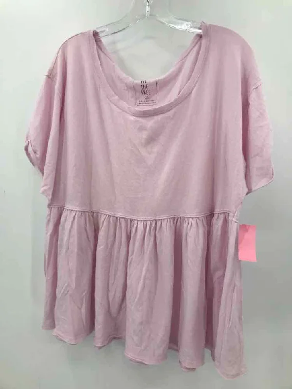 Pre-Owned Free People Purple Size Large T-shirt Zippered Front Buttoned Front Snap Front