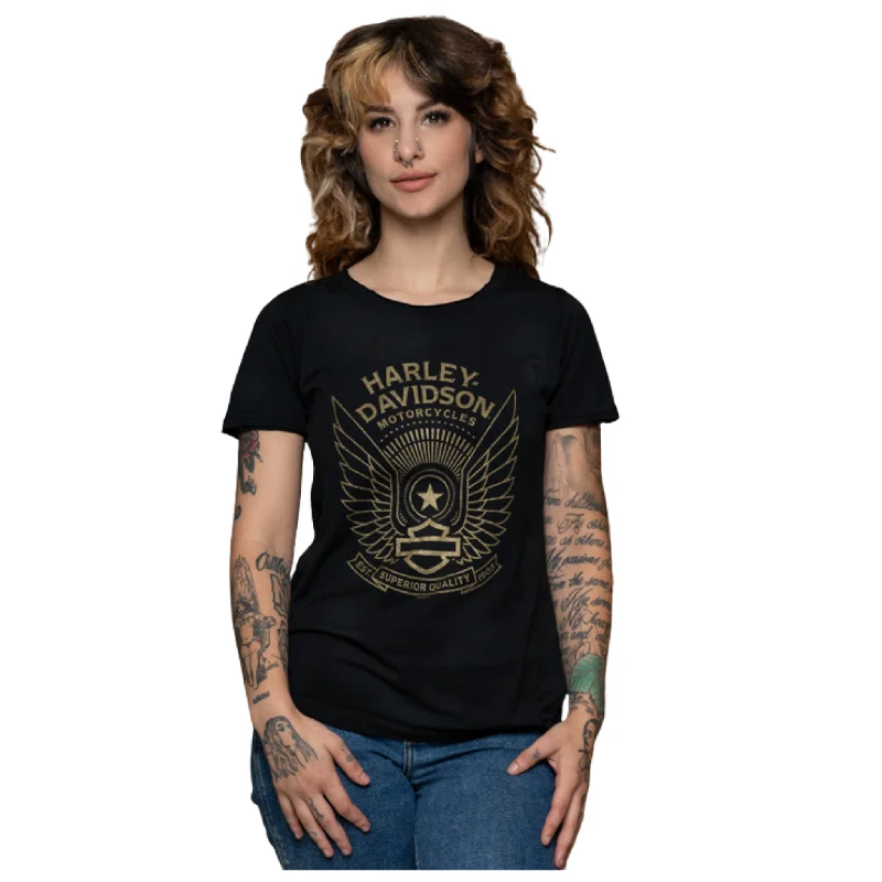 Gasoline Alley Harley-Davidson® Women's Dealer Tee - Whoosh Houndstooth Herringbone Solid