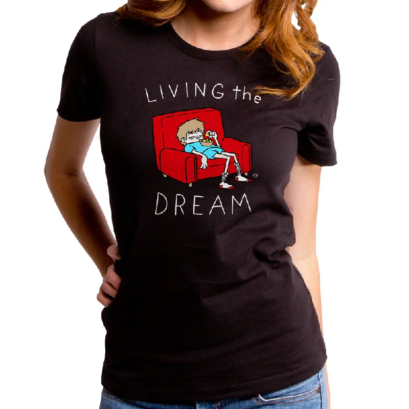 Living the Dream Women's T-Shirt Hooded Caped Shawl Collar