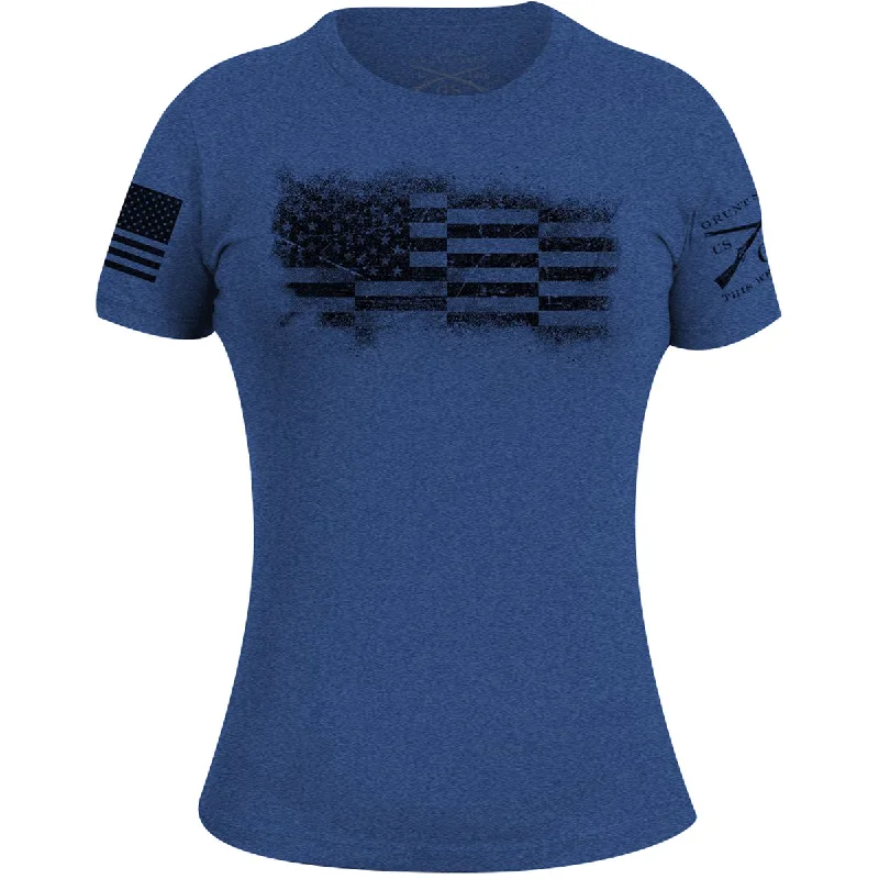 Grunt Style Women's Bar Flag T-Shirt - Royal Blue Fleece Fabric Down Fabric Feather Fabric